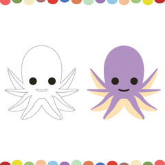 vector cute octopus cartoon coloring pages for kids