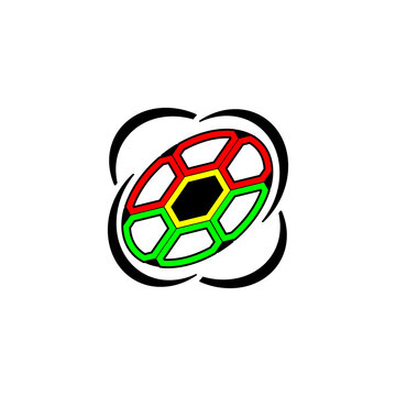 Football logo. Kicked ball logo. Ball icon, perfect for games, soccer, fotsal, futsal, etc.
