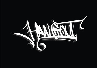 HANG OUT word handwriting template design