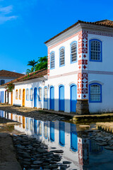 Street and typical houses in the historic center of Paraty. Brazil