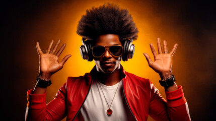 handsome DJ afro partying