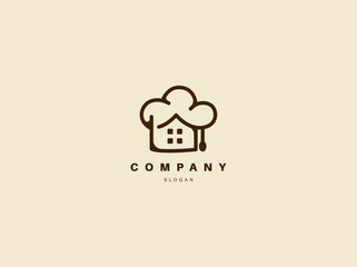 Abstract creative logo chef's hat and home icon