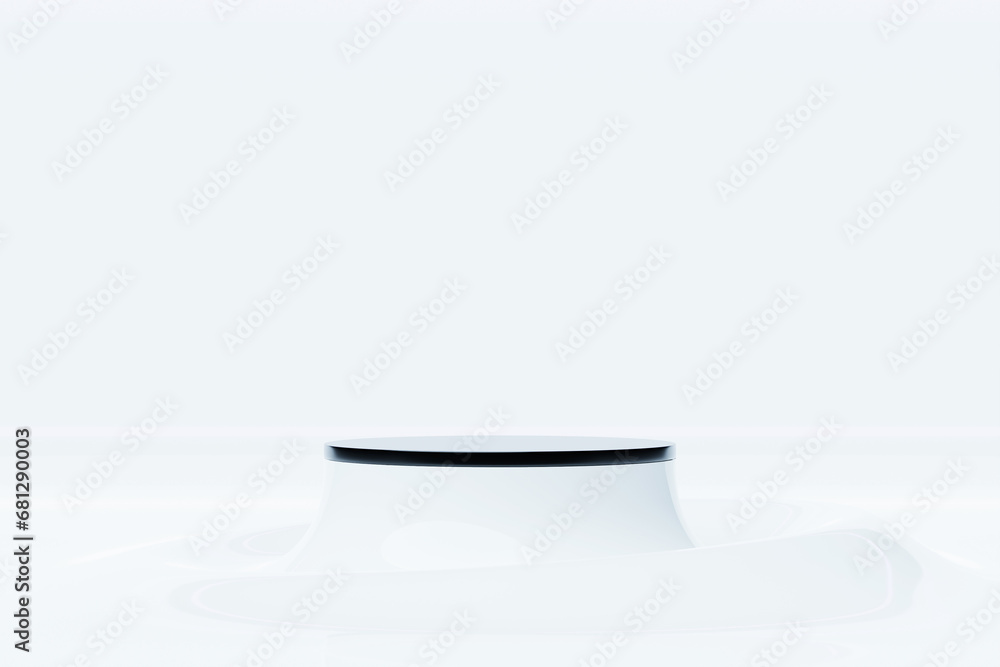 Aufkleber 3d illustration of a circle podium stand on the background of a geometric composition. 3d rendering.