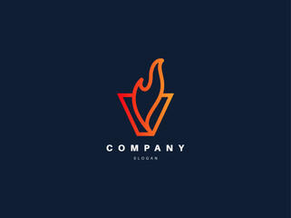 Abstract creative gradient logo letter v and fire for your company