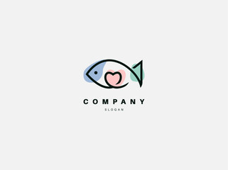Obraz premium Abstract creative logo fish and love for your company