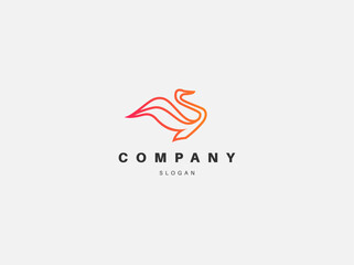 Creative bright gradient linear swan logo icon