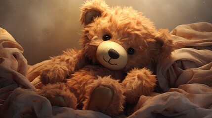 huggable teddy bear sitting on a cozy cushion  AI generated illustration