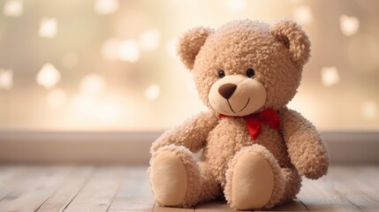 huggable teddy bear sitting on a cozy cushion  AI generated illustration