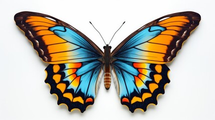 large exquisite butterfly in flight rendered in hovering on a plain white background  AI generated illustration