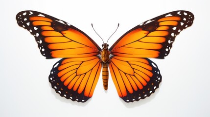 Fototapeta premium large exquisite butterfly in flight rendered in hovering on a plain white background AI generated illustration