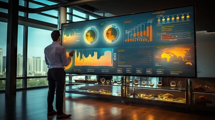 a dashboard-style panel in an advanced command center, with a modern and technological look, focused on big data. Generative AI.