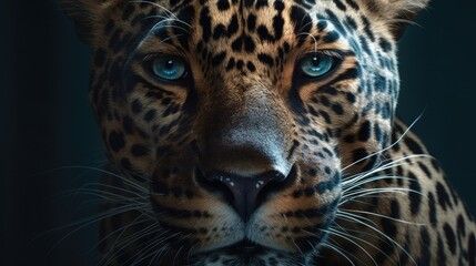a horizontal close-up of a Jaguar in a Wildlife-themed, realistic illustration in JPG.  Generative ai
