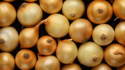 Top-view angle background of onions vegetables. - obrazy, fototapety, plakaty