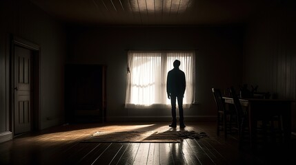 Alone person in an empty room 