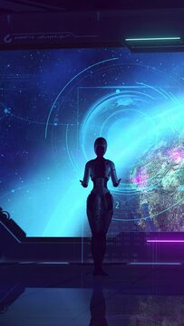 Sci Fi story about a robot exploring the Earth, 3D render.