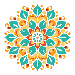 Decorative detailed mandala vector isolated on a white background, abstract Colorful pattern mandala