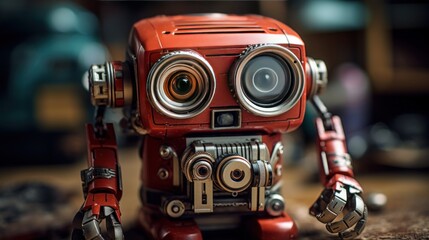 Fototapeta premium robot child camera background wallpaper AI generated image