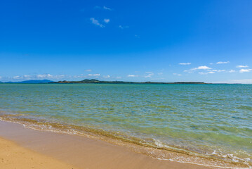 Fototapeta na wymiar Beautiful clear water beach on Yufu Island in Okinawa Prefecture, Japan