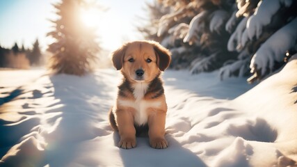 cute dog in the snow