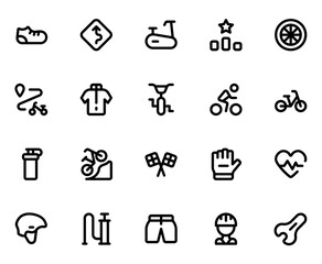 cycling line icon sheet