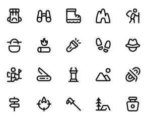 Hiking line icon sheet
