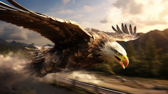 high speed eagle background wallpaper AI generated image