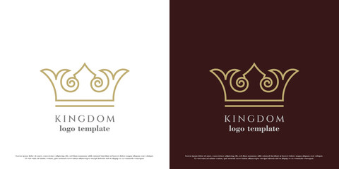 Queen crown logo design illustration. Line art beauty crown king queen fairy diamond authority award crest kingdom power elegance. Flat icon symbol simple minimalist elegant glamor luxury majestic. © Morvana