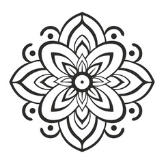 Doodle zentangle mandala vector isolated on a white background, abstract outline floral mandala