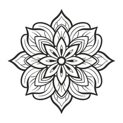 Doodle zentangle mandala vector isolated on a white background, abstract outline floral mandala