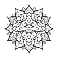 Doodle zentangle mandala vector isolated on a white background, abstract outline floral mandala