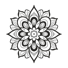 Doodle zentangle mandala vector isolated on a white background, abstract outline floral mandala