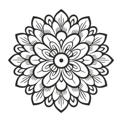 Doodle zentangle mandala vector isolated on a white background, abstract outline floral mandala
