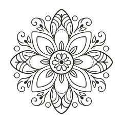 Doodle zentangle mandala vector isolated on a white background, abstract outline floral mandala