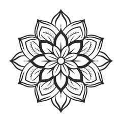 Doodle zentangle mandala vector isolated on a white background, abstract outline floral mandala