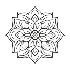 Doodle zentangle mandala vector isolated on a white background, abstract outline floral mandala