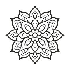 Doodle zentangle mandala vector isolated on a white background, abstract outline floral mandala