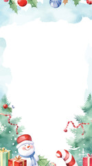 Watercolor Painting of a Winter Landscape with a Cabin in the Woods