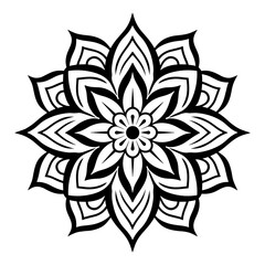 Monochrome ethnic Mandala vector isolated on a white background, abstract outline floral mandala