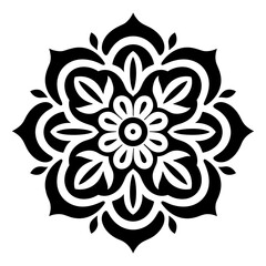 Monochrome ethnic Mandala vector isolated on a white background, abstract outline floral mandala