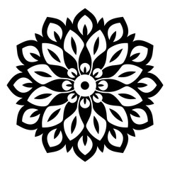 Monochrome ethnic Mandala vector isolated on a white background, abstract outline floral mandala