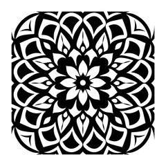 Monochrome ethnic Mandala vector isolated on a white background, abstract outline floral mandala
