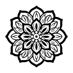 Monochrome ethnic Mandala vector isolated on a white background, abstract outline floral mandala