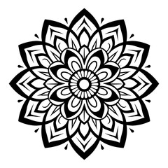 Monochrome ethnic Mandala vector isolated on a white background, abstract outline floral mandala