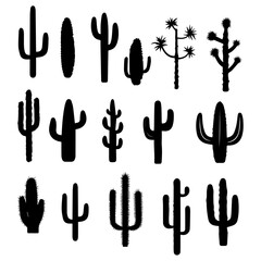 Different Type of Cactus vector silhouette illustration