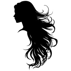 Woman Hair vector silhouette illustration black color