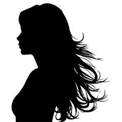 Woman Hair vector silhouette illustration black color