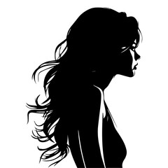 Woman Hair vector silhouette illustration black color