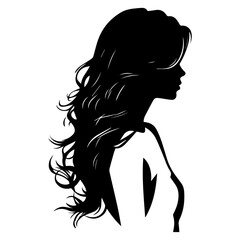 Woman Hair vector silhouette illustration black color