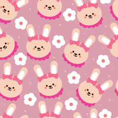 Obraz na płótnie Canvas seamless pattern cartoon bunny and flower. cute animal wallpaper for textile, gift wrap paper