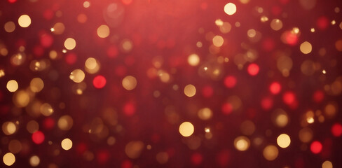 Red and gold bokeh lights with red background